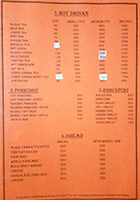 Menu in guesthouse in Ngawal