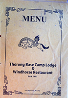 Thorong Phedi menu